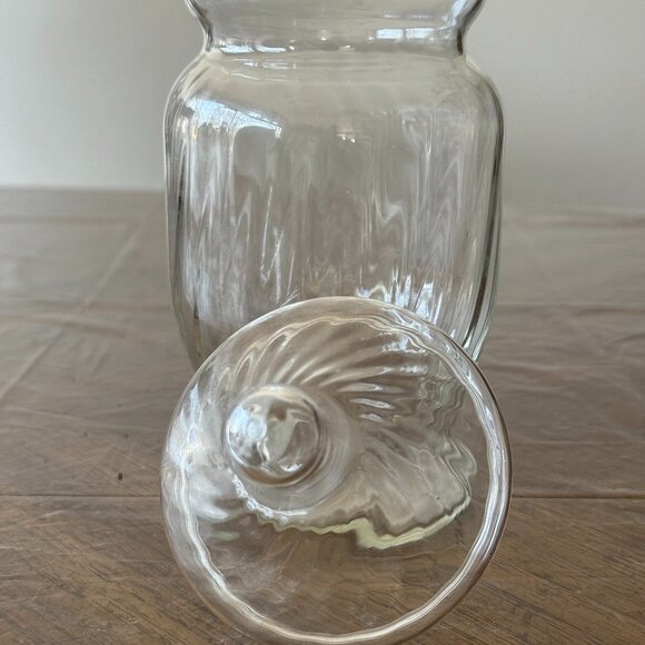 Vintage Optic Swirl Glass Apothecary Glass Jar, 9" tall clear glass - Picture 1 of 2